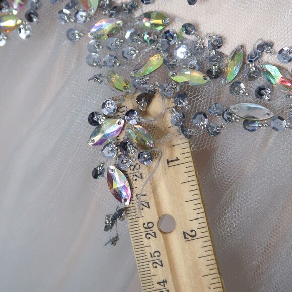 Terani Couture Dress Size 2 Silver Nude Long Trumpet Rhinestones Prom Homecoming - Picture 11 of 14